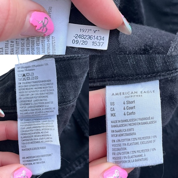 American Eagle Women’s 4 Short Black Denim The Dream Jean Super Hi-Rise Jeggings - Picture 5 of 16